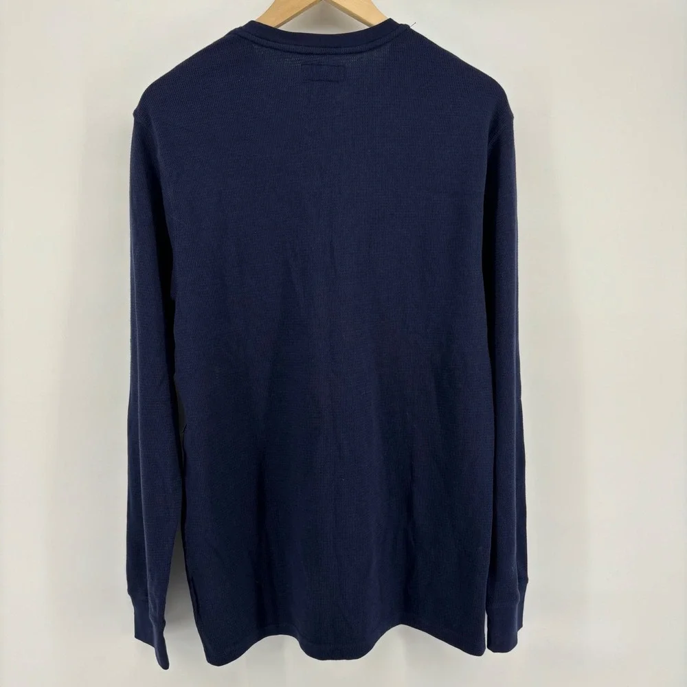 Polo Ralph Lauren Waffle Knit Thermal Mens Large Navy Blue‎ NEW Long Sleeve Top